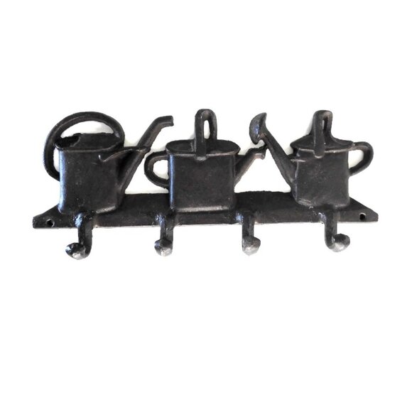 Cast Iron Watering Cans Garden Hooks Coat Rack - Picture 1 of 5
